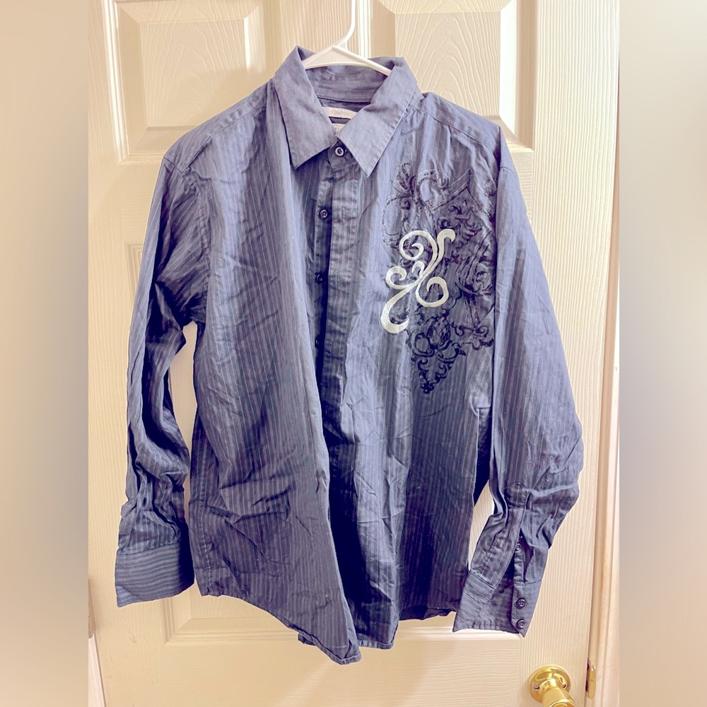 Embellished pinstriped button down